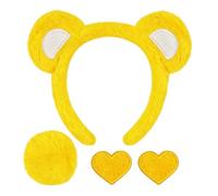 Bear Costume Headband - 4 Pieces Plush Unisex Photo Props, Bear Ears Headband Set | For Daily Indoor Outdoor Home Vacation Party Birthday Holiday Thanksgiving Valentine's Day