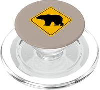 Bear Crossing Road Sign Grizzly Classic Minimalist Graphic PopSockets PopGrip para MagSafe