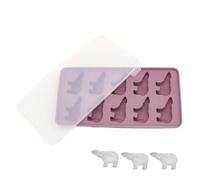 Bear Cubes Mold, Cute Polar Bear 10 Cavity Silicone Tray with Lid, Specialty Kitchen Gadget for Making, Candy, Chocolate, Fruta, Coffee, Whiskey, Fiestas, Camping, and Drinks