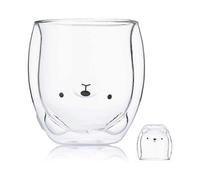 Bear Cup Cute Mugs for Women Glass Double Wall Insulated Glasses Espresso Cup, Coffee Cup, Tea Cup, Milk Cup, Best Gift for Women Birthday Christmas