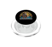 Bear Dad Cub Fishing Dock Sunrise Día del Padre Dibujos Animados Arte PopSockets PopGrip para MagSafe