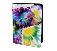 Bear Dancing - Cartera de viaje con estampado de teñido anudado para pasaporte, funda de cuero para pasaporte para hombres y mujeres, Negro -, Talla única