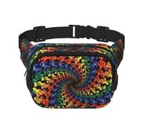 Bear Dancing - Riñonera cuadrada de doble capa con estampado de teñido anudado para hombres y mujeres