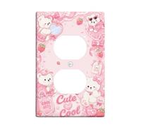 Bear Duplex - Cubiertas de tomacorriente para pared, bonita cinta de fresa juguetona, plástico melocotón, tamaño estándar, cubiertas decorativas para toma de corriente para el hogar, sala de estar