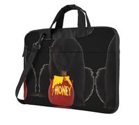 Bear Eats Honey - Bolsa cruzada para laptop con estampado de miel, adecuada para viajes y uso diario, Black, 13 inch