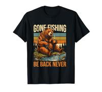 Bear Gone Fishing Be Back Never Outdoor Camiseta