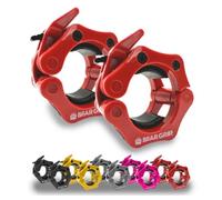 BEAR GRIP - Abrazaderas de barra olímpica, par de clips de barra olímpicos profesionales de liberación rápida para levantamiento de pesas, crossfit, pesas de entrenamiento de fuerza (rojo, 50 mm)