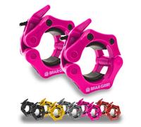 BEAR GRIP Abrazaderas de barra - Par de clips de barra de liberación rápida para levantamiento de pesas, crossfit, pesas de entrenamiento de fuerza (rosa, 50 mm)