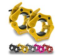 BEAR GRIP Abrazaderas de barra - Par de clips de barra de liberación rápida para levantamiento de pesas, crossfit, pesas de entrenamiento de fuerza (amarillo, 50 mm)