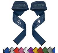 BEAR GRIP Correas - Correas acolchadas de neopreno, resistentes con doble costura, agarre de gel, 100% algodón, longitud extra larga (azul marino)