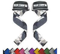 BEAR GRIP Correas de Levantamiento de Pesas con Acolchado Premium de Neopreno, Doble Costura Reforzada, 100% Algodón, Longitud Extra Larga (Camuflaje)