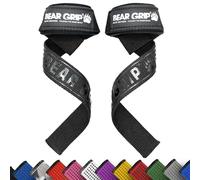 BEAR GRIP Correas de Levantamiento de Pesas con Acolchado Premium de Neopreno, Doble Costura Reforzada, 100% Algodón, Longitud Extra Larga (Negro Total)
