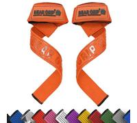 BEAR GRIP Correas de Levantamiento de Pesas con Acolchado Premium de Neopreno, Doble Costura Reforzada, 100% Algodón, Longitud Extra Larga (Naranja)