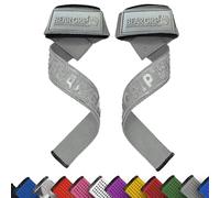 BEAR GRIP Correas de Levantamiento de Pesas con Acolchado Premium de Neopreno, Doble Costura Reforzada, 100% Algodón, Longitud Extra Larga (Todo Gris)