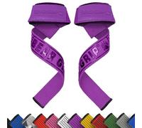 BEAR GRIP Correas de Levantamiento de Pesas con Acolchado Premium de Neopreno, Doble Costura Reforzada, 100% Algodón, Longitud Extra Larga (Morado)