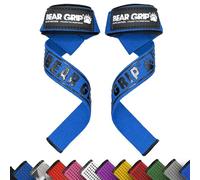 BEAR GRIP Correas de Levantamiento de Pesas con Acolchado Premium de Neopreno, Doble Costura Reforzada, 100% Algodón, Longitud Extra Larga (Azul)