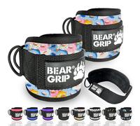 BEAR GRIP - Correas para Tobillos para Cables - Cierre Fuerte, Doble Anillo de Acero Inoxidable, Neopreno Ajustable con Peluche - Premium para Abdominales, Glúteos y Piernas (Donut - Par)