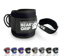 BEAR GRIP - Correas para Tobillos para Cables - Cierre Fuerte, Doble Anillo de Acero Inoxidable, Neopreno Ajustable con Peluche - Premium para Abdominales, Glúteos y Piernas (Negro - Individual)