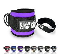 BEAR GRIP - Correas para Tobillos para Cables - Cierre Fuerte, Doble Anillo de Acero Inoxidable, Neopreno Ajustable con Peluche - Premium para Abdominales, Glúteos y Piernas (Púrpura - Individual)