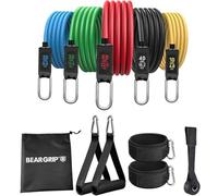 Bear Grip - Juego de 11 bandas de resistencia, kit de entrenamiento en casa, bandas de ejercicio con asas, anclaje para puerta y bolsa gratis