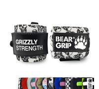 BEAR GRIP Muñequeras de alta resistencia para levantamiento de pesas, culturismo, crossfit, levantamiento de potencia, StrongMan (calavera blanca, 45,72 cm)