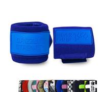 BEAR GRIP Muñequeras de alta resistencia para levantamiento de pesas, culturismo, crossfit, levantamiento de potencia, StrongMan (azul/azul, 61 cm)