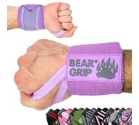 BEAR GRIP - Muñequeras para levantamiento de pesas (se venden en pares) (envolturas de color morado pastel)