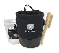 BEAR GRIP Paquete de bolsa de tiza premium para escalada en roca con cinturón de cintura y cepillo. (negro)