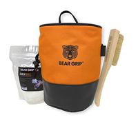 BEAR GRIP Paquete de bolsas de tiza premium para escalada en roca con cinturón de cintura, bola de tiza y cepillo. (naranja)