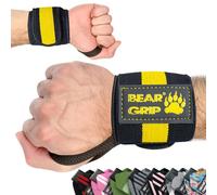 BEAR GRIP - Soporte para muñecas de levantamiento de pesas (Se venden en pares) (Amarillo)
