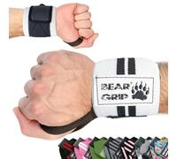 BEAR GRIP - Soporte para muñecas de levantamiento de pesas (Se venden en pares) (Blanco)