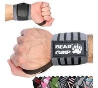 BEAR GRIP - Soporte para muñecas de levantamiento de pesas (Se venden en pares) (Gris/Negro)