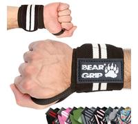 BEAR GRIP - Soporte para muñecas de levantamiento de pesas (Se venden en pares) (Negro Blanco)