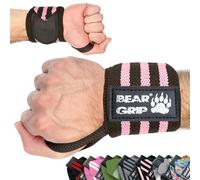 BEAR GRIP - Soporte para muñecas de levantamiento de pesas (Se venden en pares) (Rosa)
