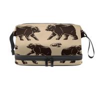 Bear Grizzly - Neceser de maquillaje de doble capa para mujeres y niñas, neceser de viaje, organizador de maquillaje, con compartimento para cepillos, multicolor, 27x15x14 cm/10.6x5.9x5.5 in, Neceser