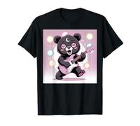 Bear Guitar Rock and Roll Kawaii Goth - Ropa para niña, Color Rosa gótico Camiseta