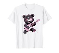 Bear Guitar Rock and Roll Kawaii Goth - Ropa para niña, Color Rosa gótico Camiseta