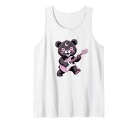 Bear Guitar Rock and Roll Kawaii Goth - Ropa para niña, Color Rosa gótico Camiseta sin Mangas