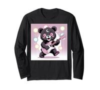 Bear Guitar Rock and Roll Kawaii Goth - Ropa para niña, Color Rosa gótico Manga Larga