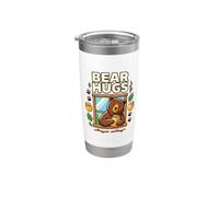 Bear Hugs Humor Cita Miel Abrazo Papá Mamá Bosque Amor Vaso térmico de acero inoxidable de doble pared