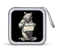 Bear I Love California - Funda protectora de plástico duro con cordón, organizador de almacenamiento portátil para el hogar, coche, 40 CD, Estilo:, Talla única