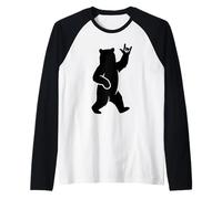 Bear I Love You Hand Lenguaje de señas Lindo ASL Día de San Valentín Camiseta Manga Raglan