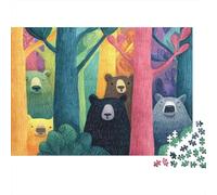 Bear in The Forest Peeks out from Behind A Tree 1000pcs (75x50cm) Rompecabezas para Adultos - Juguete De Bricolaje