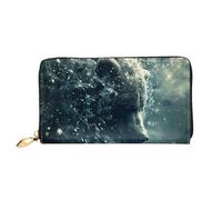 Bear In The River Pattern - Cartera larga para mujer, cartera de mano larga, tarjetero de crédito, monedero de viaje, color negro, talla única, Black, Talla única