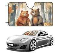 Bear in Woods - Parasol para parabrisas de automóvil, sedán, SUV, camión, universales, reflectantes, para ventanas delanteras, plegable, bloquea los rayos UV y mantiene el interior fresco, 55 x 30