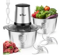 Bear Máquina para hacer alimentos 1.8L 1.8L Trituradora eléctrica Mini, 500W 2 velocidades, trituradora con 4 cuchillas de acero inoxidable y picadora de carne