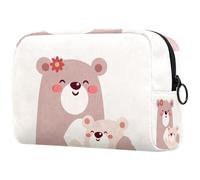 Bear Mother and Her Baby - Bolsa de cosméticos para mujer, neceser de viaje, bolsa organizadora de maquillaje grande con cremallera, multicolor, 18.5x7.5x13cm/7.3x3x5.1in, Neceser