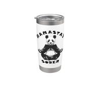 Bear Namastay Sober Recovery Apoyo Sobriedad Mediación Vaso térmico de acero inoxidable de doble pared