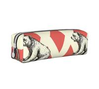 Bear On A Bike - Estuche cilíndrico portátil para lápices con cremallera, bolsa de piel para cosméticos, White, Talla única, Mochila escolar