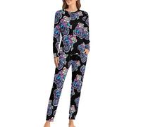Bear on Motorcycle - Conjunto de pijama para mujer, camiseta de manga larga y pantalones, ropa de dormir suave, pijama de 2 piezas, Estilo:, 5XL
